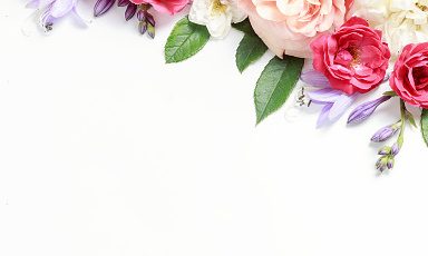 Flowers composition. Frame made of rose flowers on white background. festive background, pastel and soft bouquet floral card. Flat lay, top view, copy space